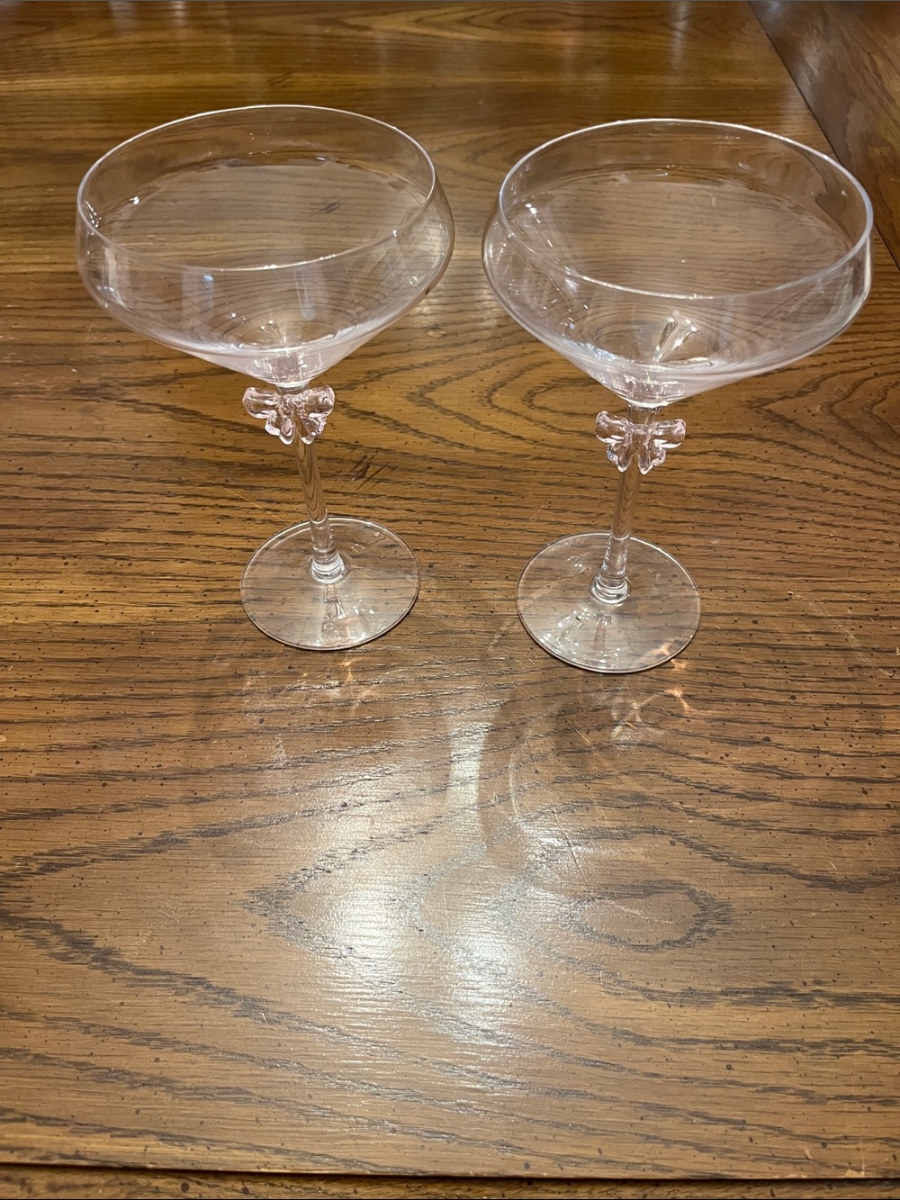 Pink Bow Coupe‎ Cocktail Glasses - Clear Stemware (Set of 2)